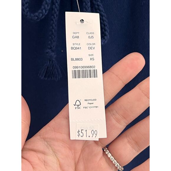 J. Crew University Terry Pull On Tie-Waist Lounge Short Navy Blue Womens XS NWT - Picture 5 of 6